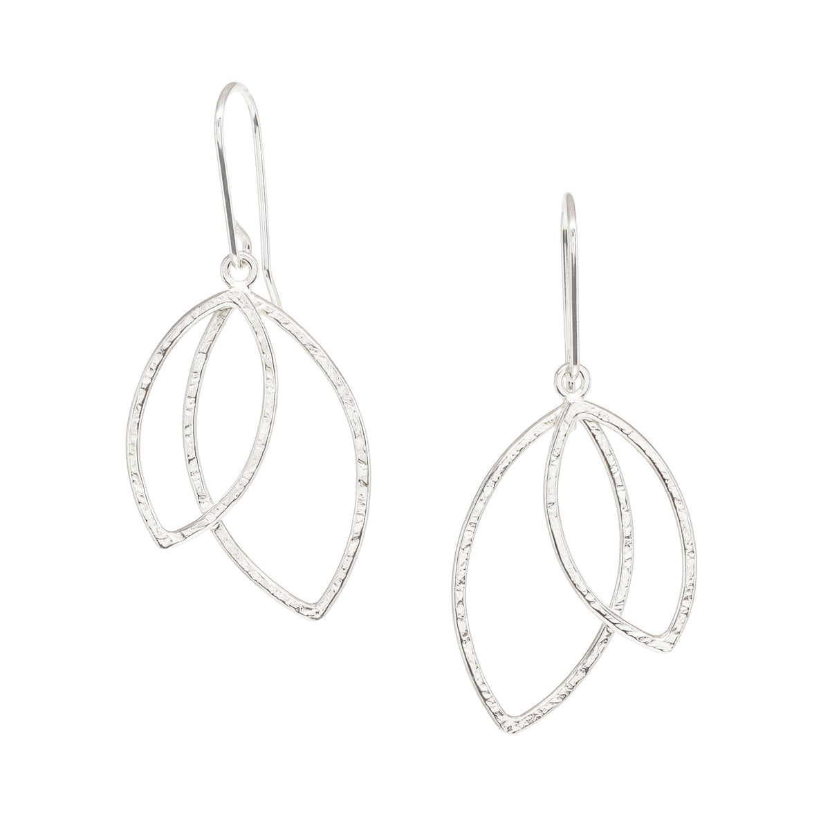 Double Leaf Earrings - Large - Bright Sterling