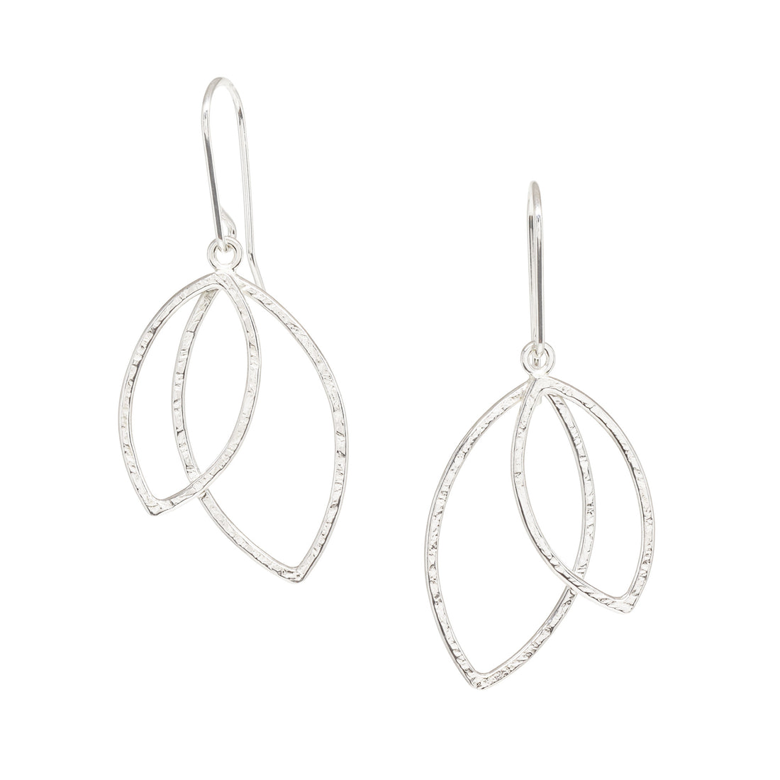 Double Leaf Earrings - Large - Bright Sterling