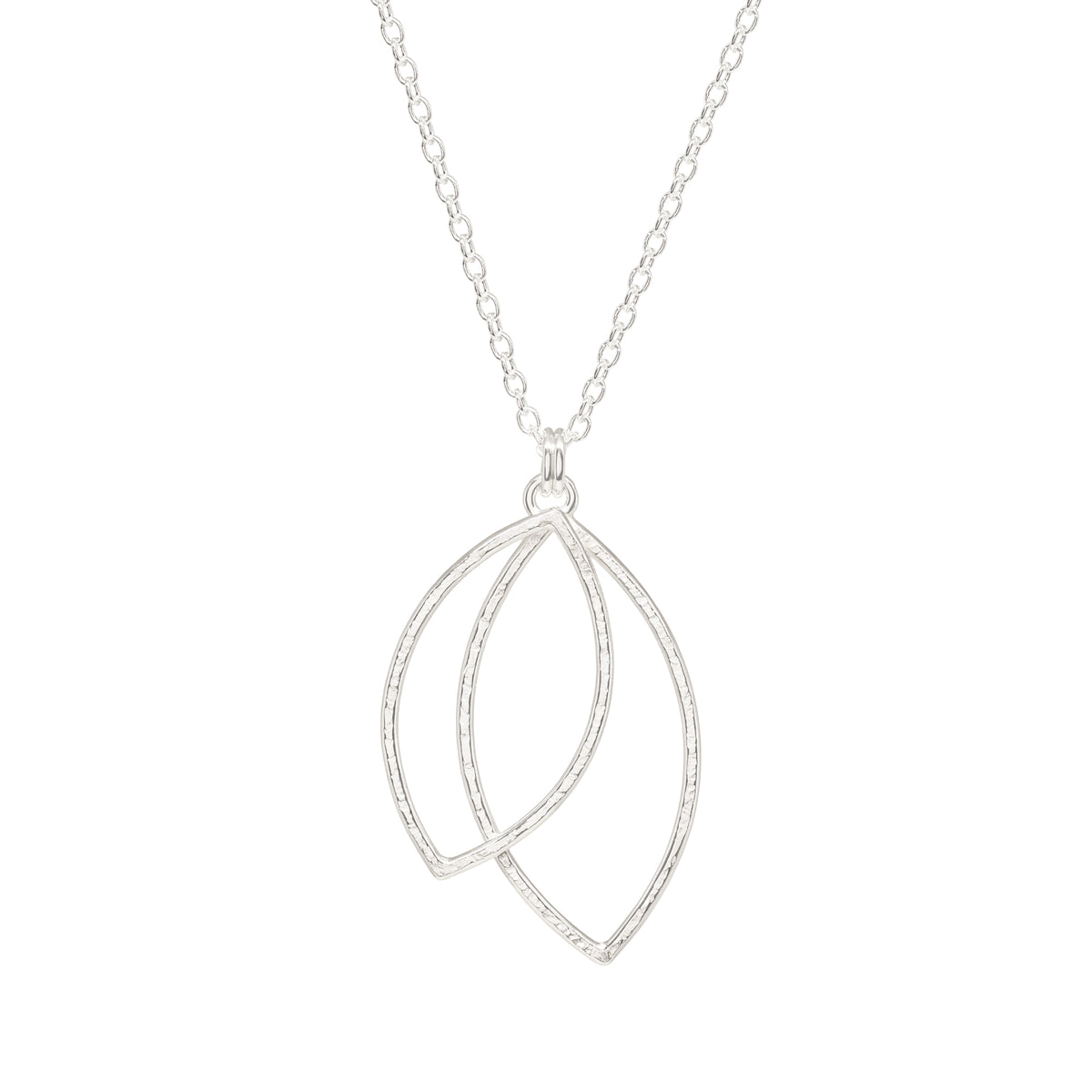 Double Leaf Necklace - Large - Bright Sterling