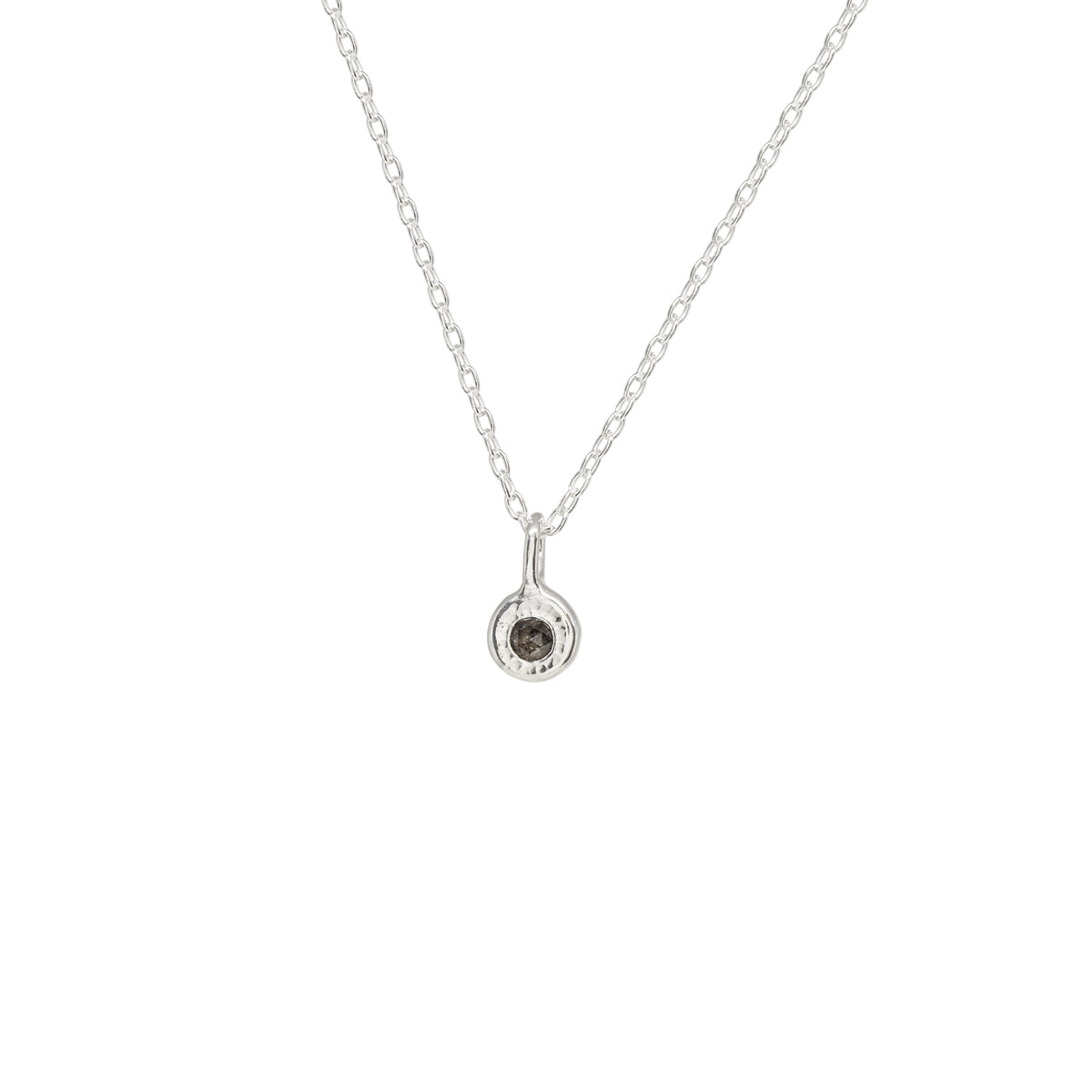 Luna Mini Diamond Necklace - Bright Sterling - Rose Cut Diamond
