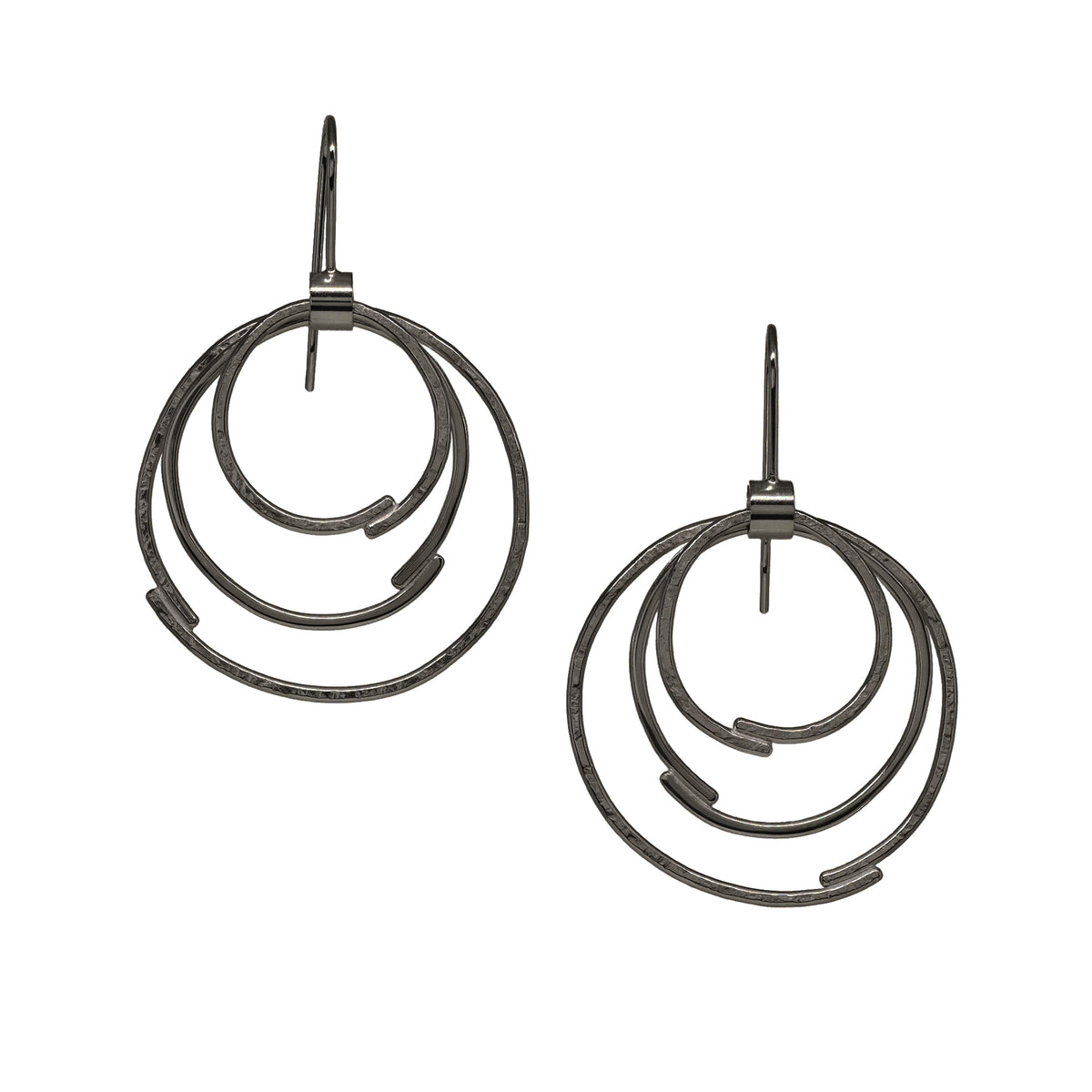 Sketch Triple Link Earrings - Dark Sterling