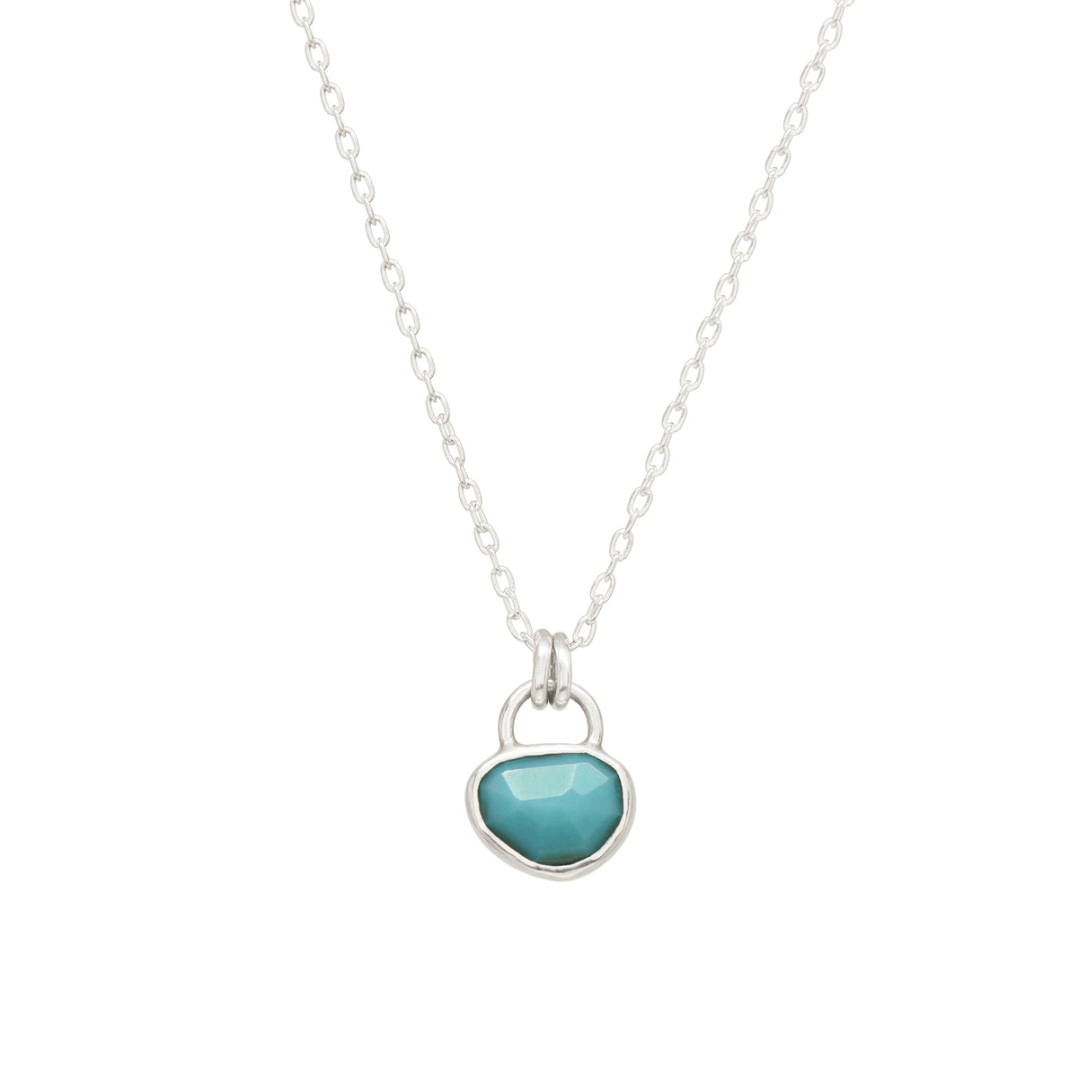 Balance Gem Necklace - Rose Cut Sleeping Beauty Turquoise - Bright Sterling