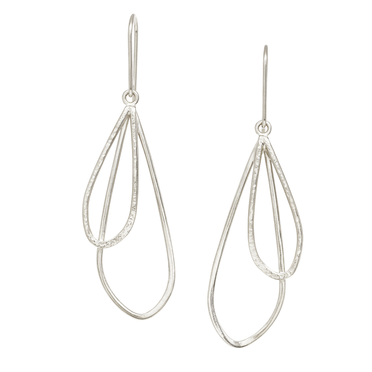 Double Petal Earrings - Bright Sterling