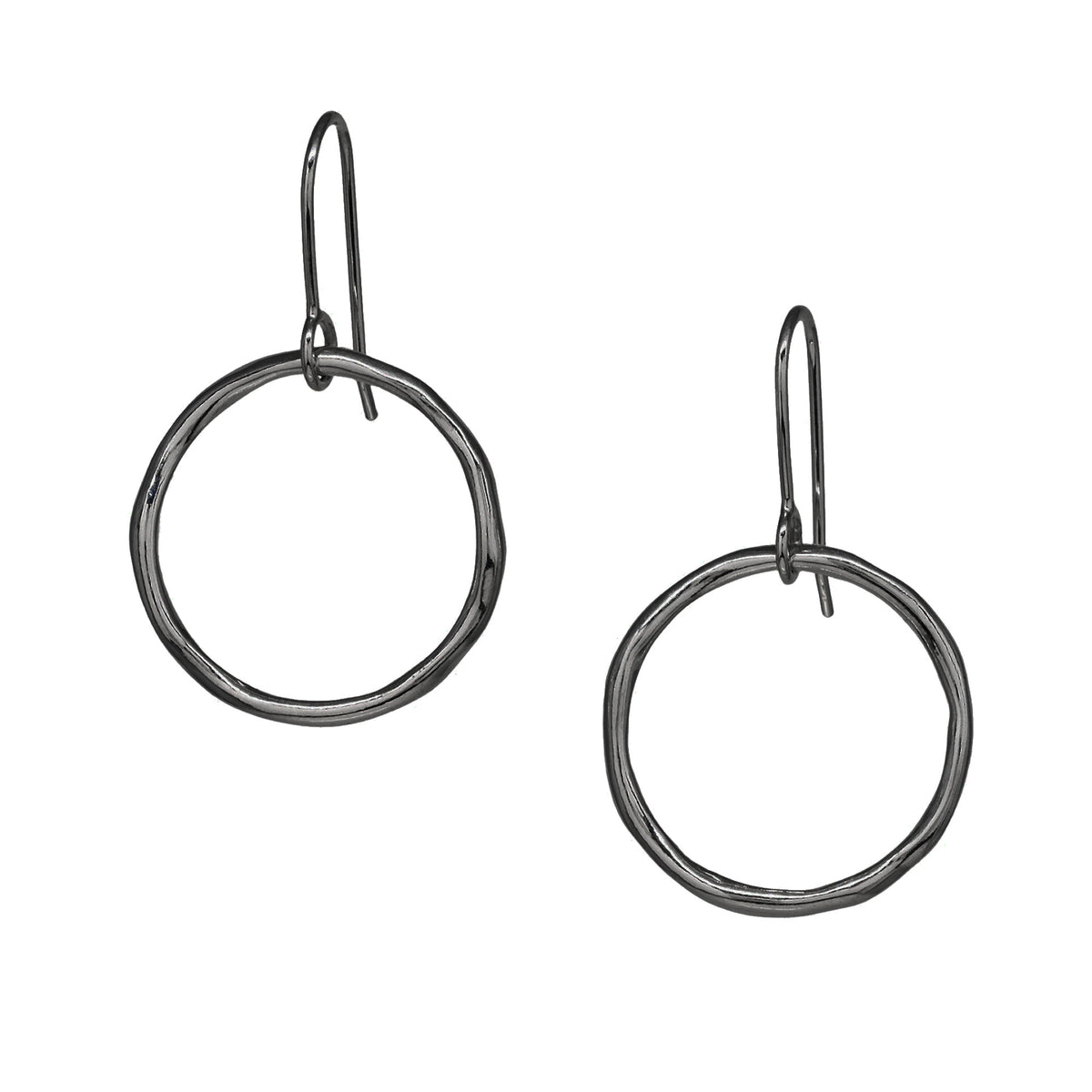 Tidal Circle Earrings - Dark Sterling Silver