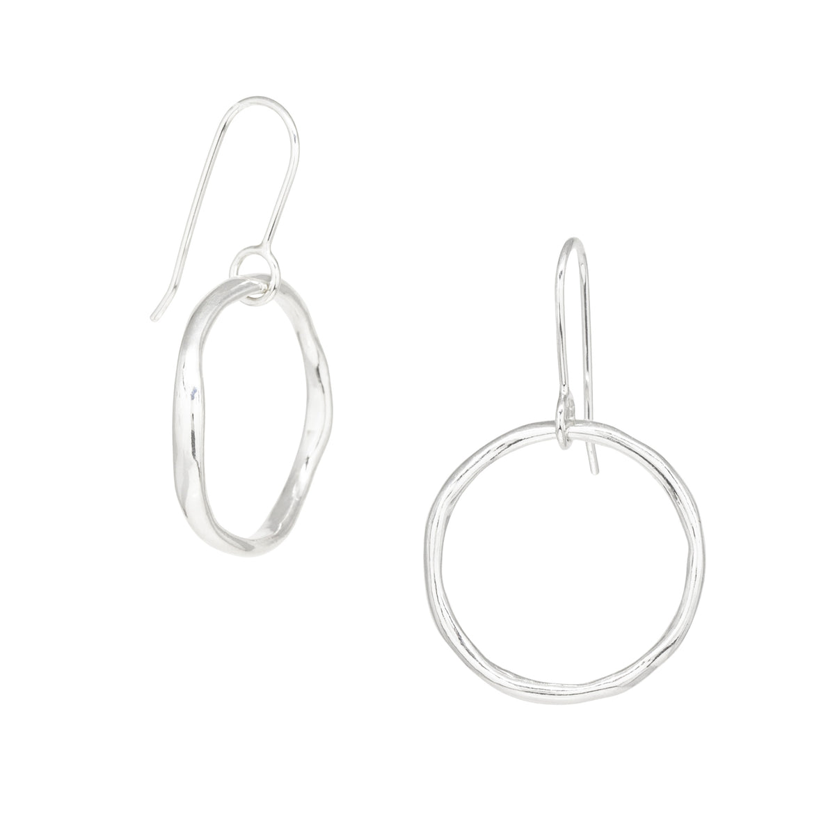 Tidal Circle Earrings - Bright Sterling Silver
