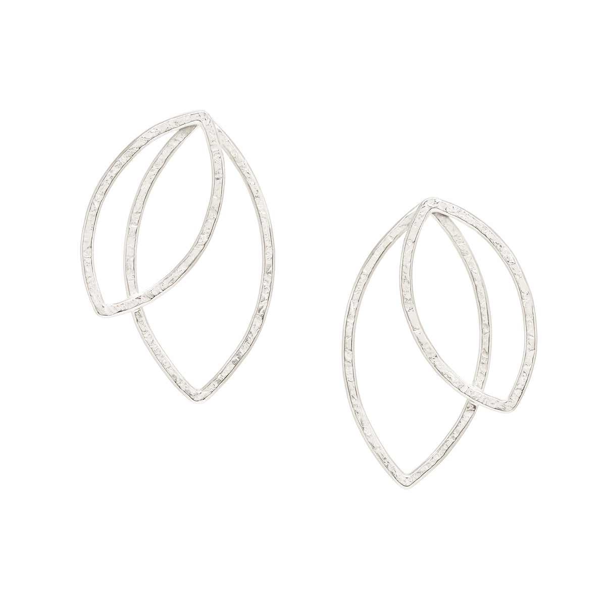 Double Leaf Studs - Large - Bright Sterling