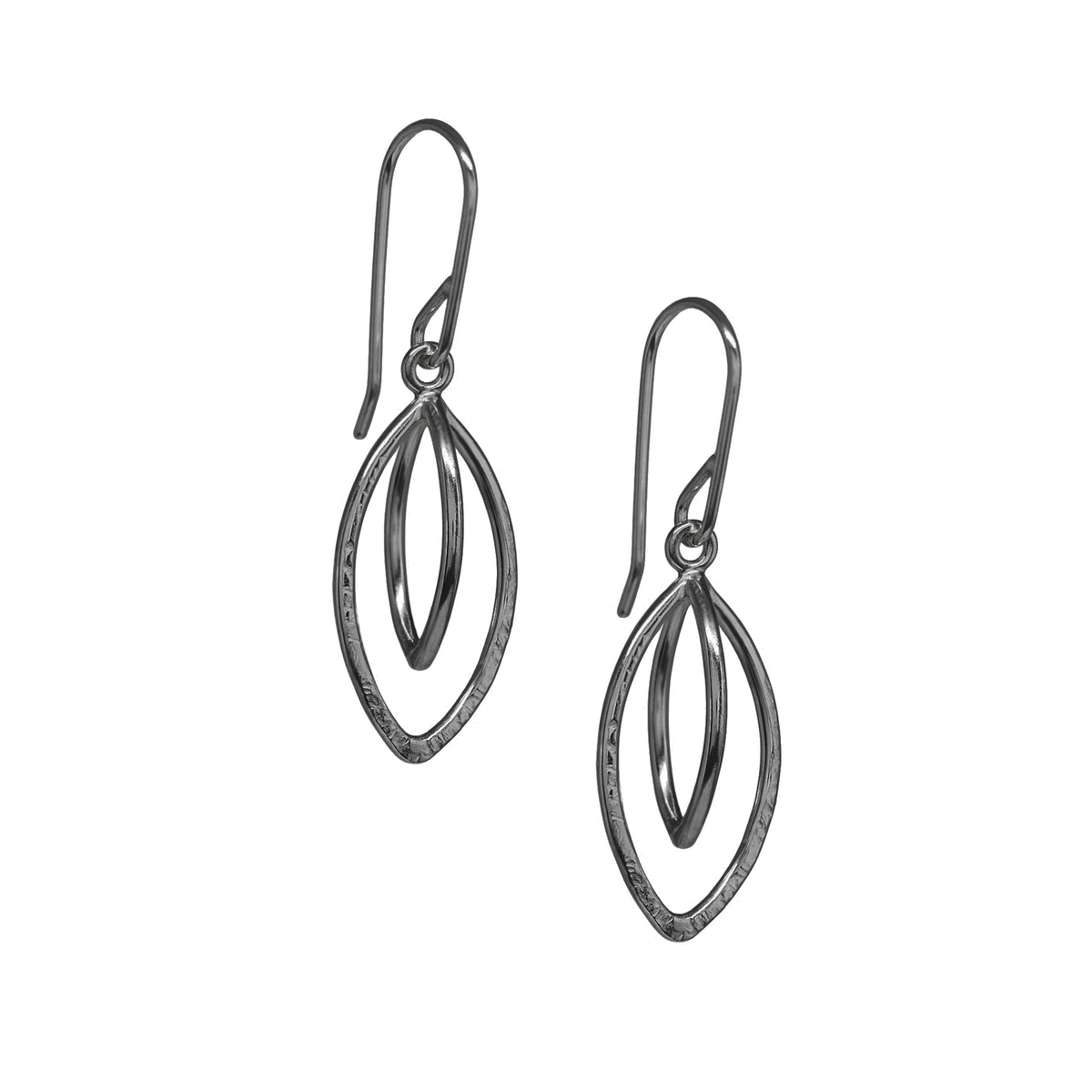 Leaf Pod Earrings - Small - Dark Sterling