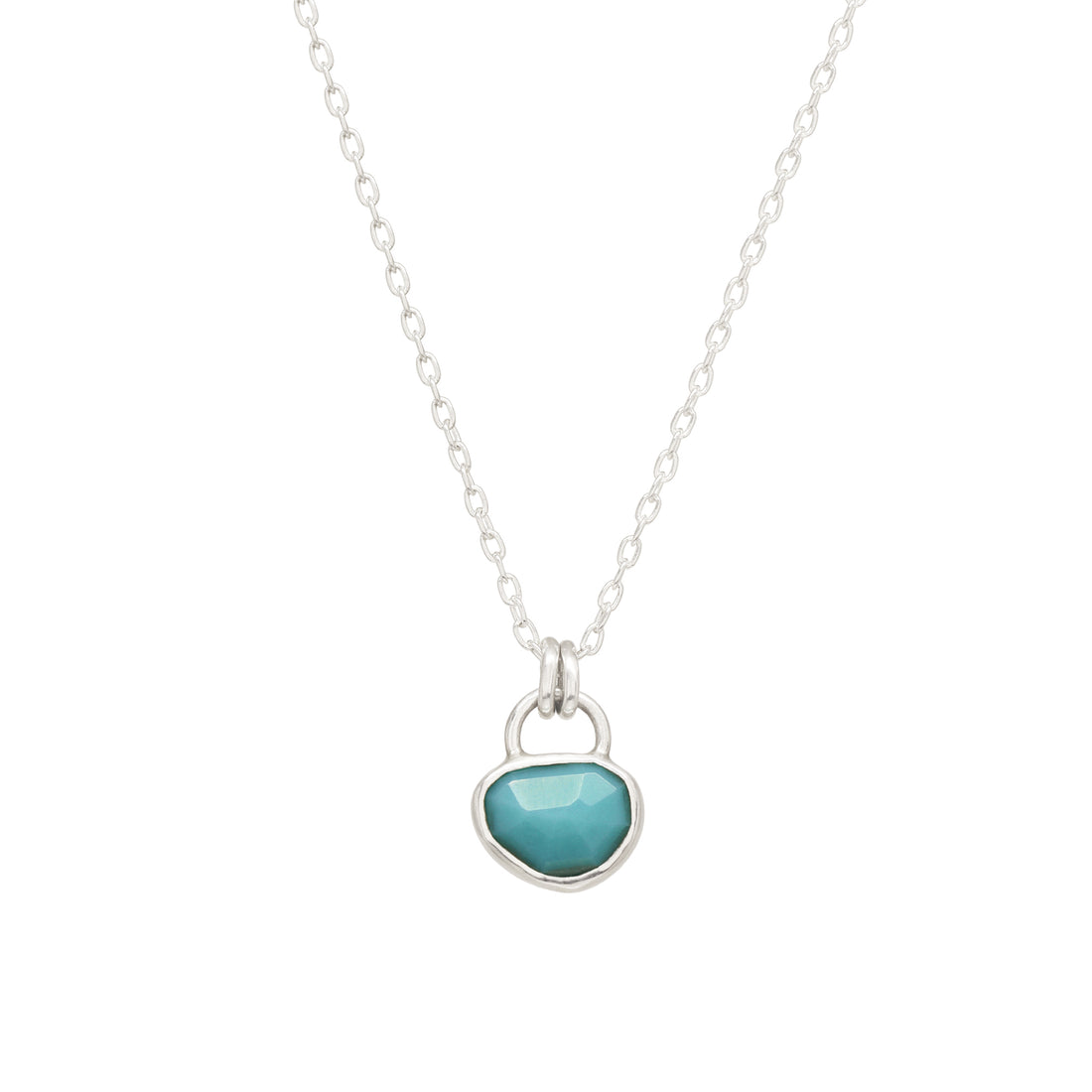 Balance Gem Necklace - Rose Cut Sleeping Beauty Turquoise - Bright Sterling
