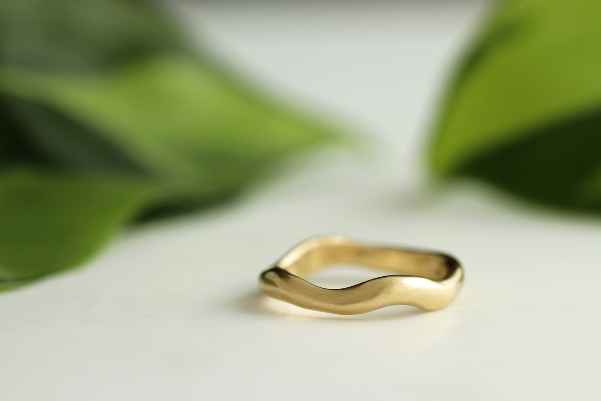 Gold Organic Wedding Band