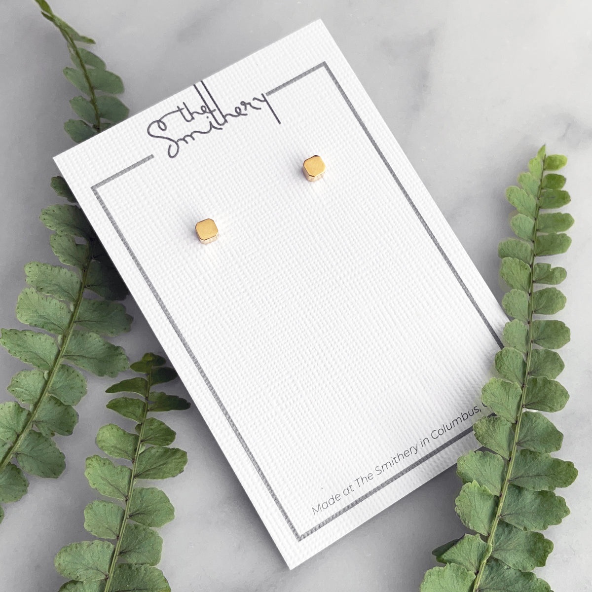 Tiny Cube Studs - Vermeil